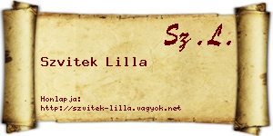 Szvitek Lilla névjegykártya